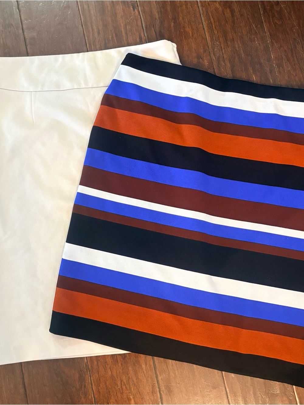 Nine West Striped Mini Skirt in Blue, Rust, White & Black